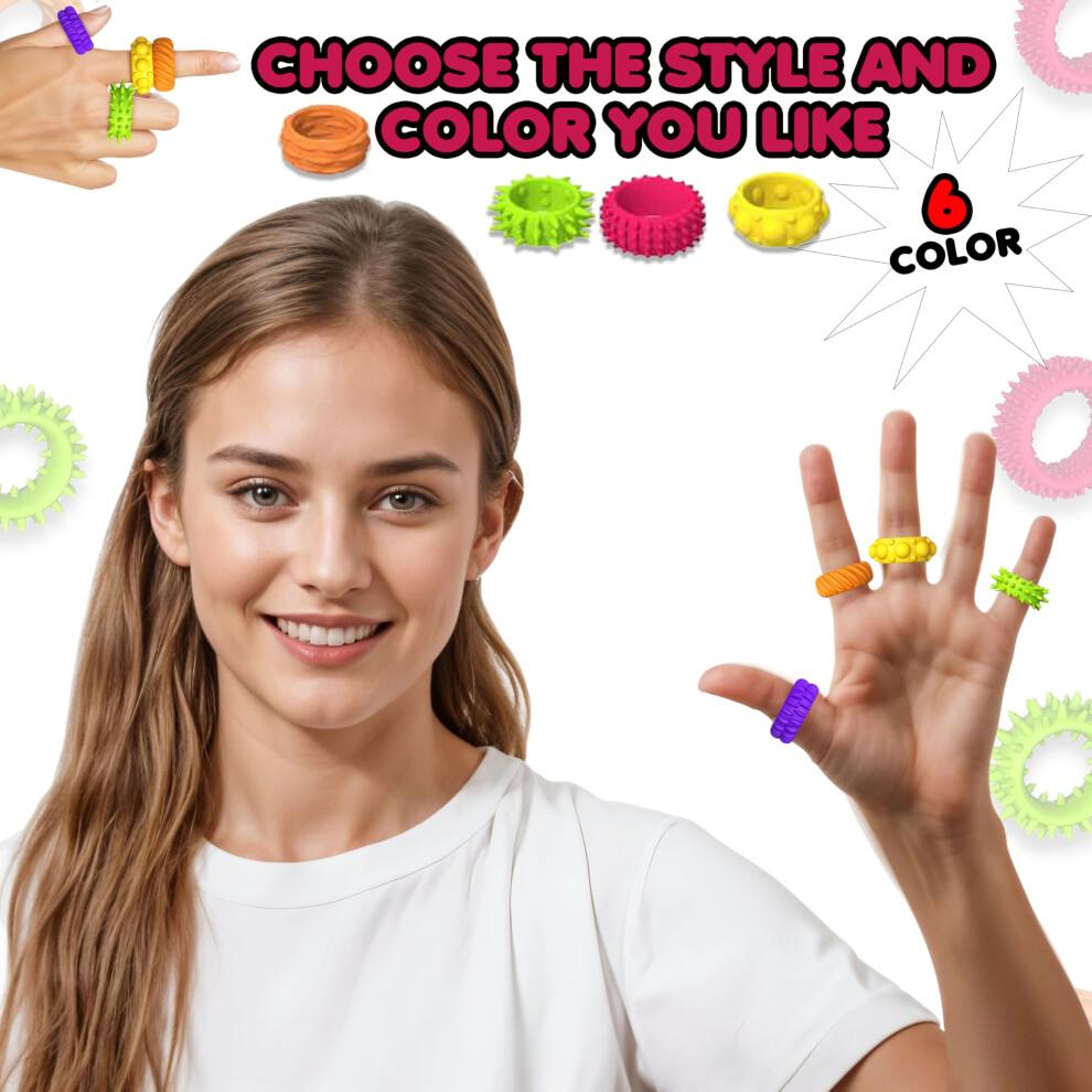 18 Pcs Fidget Sensory Rings Set – Stress Relief Anxiety Rings for Kids & Adults, Soft and Stretchy, Ideal for ADHD, Autism, Focus & Calming Therapy