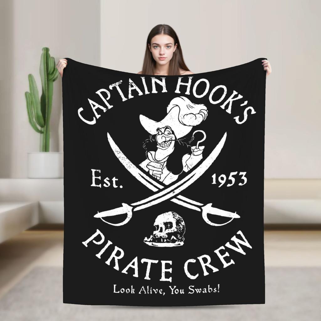 Villains Captain Hook Pirate Crew Flannel Blankets Est 1953 Logo Customized Throw Blanket for Home 150*125cm Bedspreads