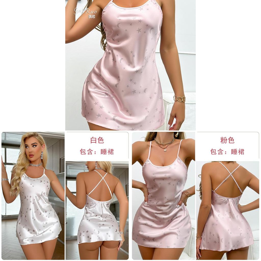 Lingerie Slip Dress With Vneck Sleeveless Ice Silk For Relaxing Home Wear
