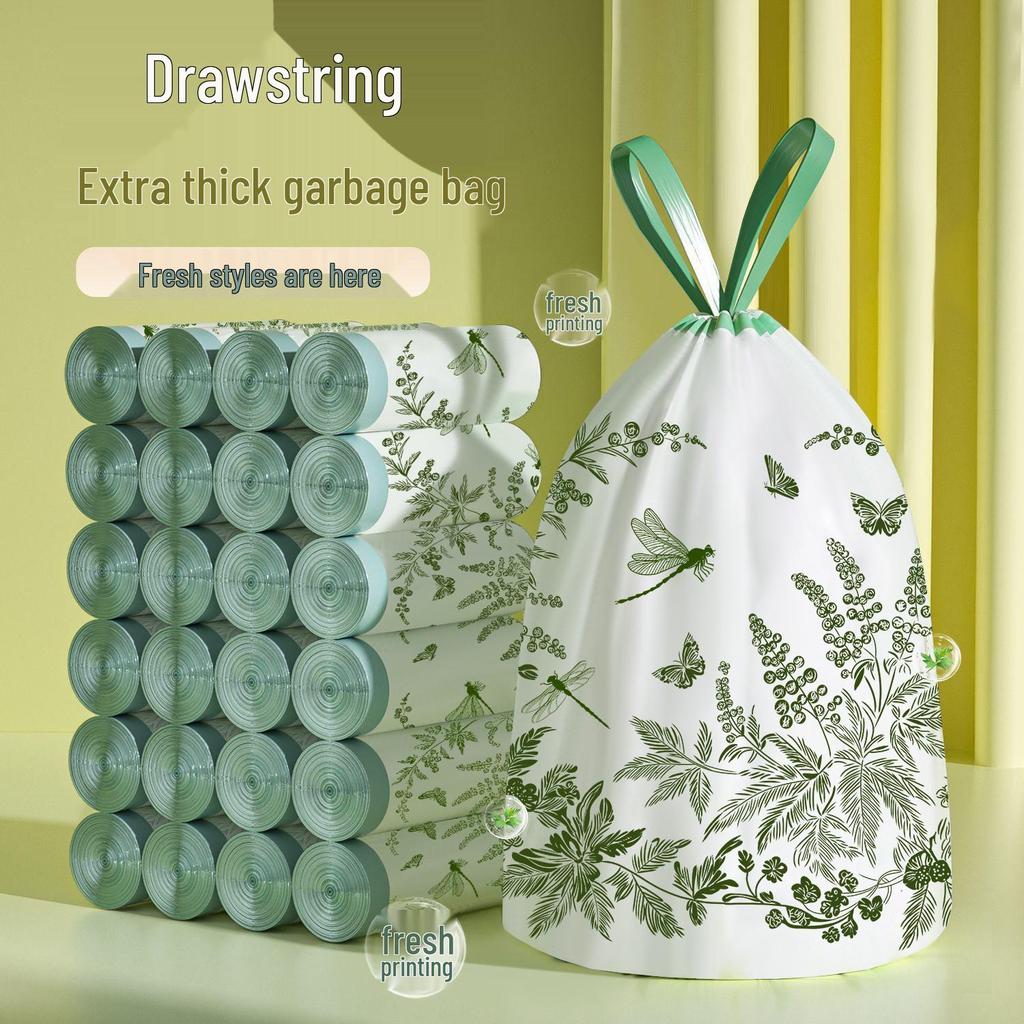 Camellia Print Extra-Thick Drawstring Kitchen Trash Bags