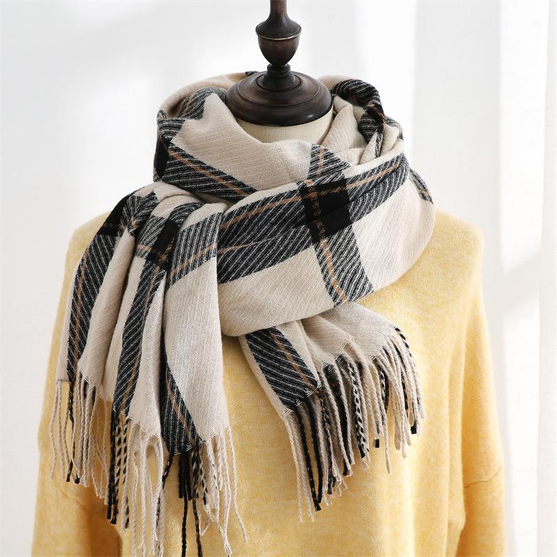 Scarf Woman Winter Sweet Warm Scarf Shawl 2025 Imitation Cashmere Scarf Plaid Scarf Shawl