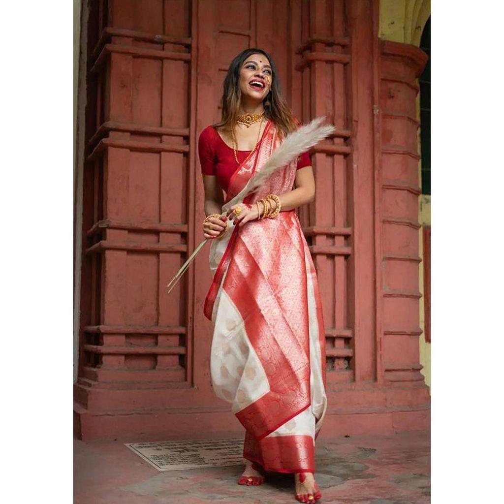 Королевский мягкий шелковый дизайнерский сари с личи – Эксклюзивная жаккардовая элегантность