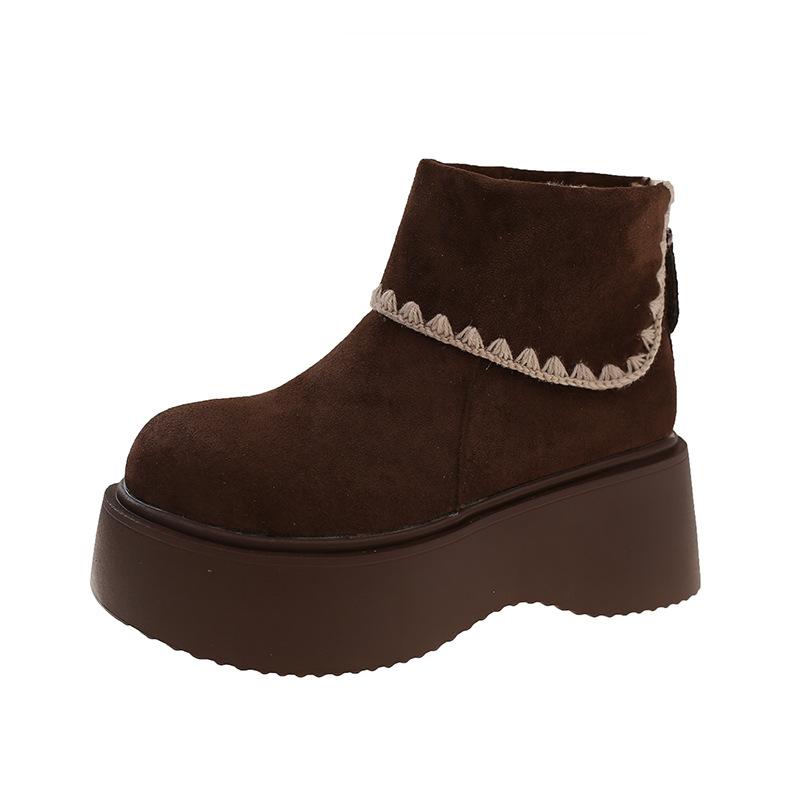 Ретро стиль короткие ботинки универсальные ботинки женские осень и зима новые маленькая подошва-маффин увеличивающие рост ботинки Мартин женские