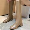 Plus Size 34-43 New Women Boots Zipper Thick High Heels Simple Thick High Heels Autumn Winter Boots Knee High 2024