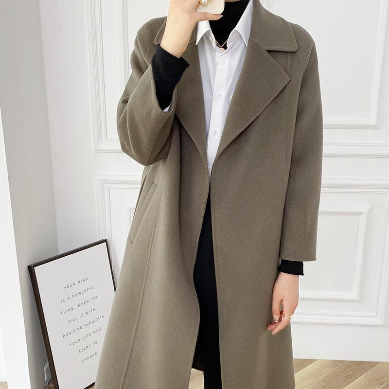 Женское пальто из 100% шерсти TIDENOVEL Осеннее шерстяное длинное пальто Ручной работы Пальто-бушлат Зимняя теплая шерстяная длинная куртка Пальто