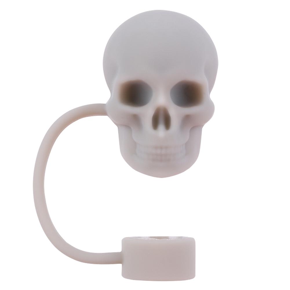 Silicone Skull Shape Straw Caps Dust-Proof Halloween Skull Straw Toppers Funny Tumbler Straw Plugs for Stanley 30&40 Oz Tumbler