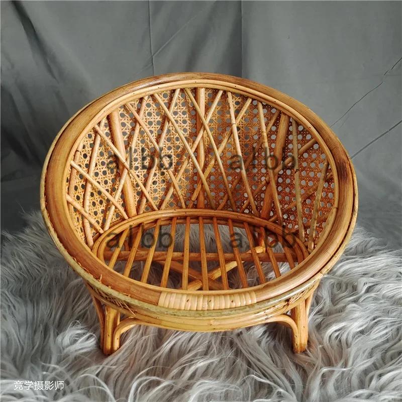 Retro Woven Basket 1pc Newborn Baby Photo Posing Props Doll Toy Assisted Tool Studio Photography Supply for Infant Boys Girls