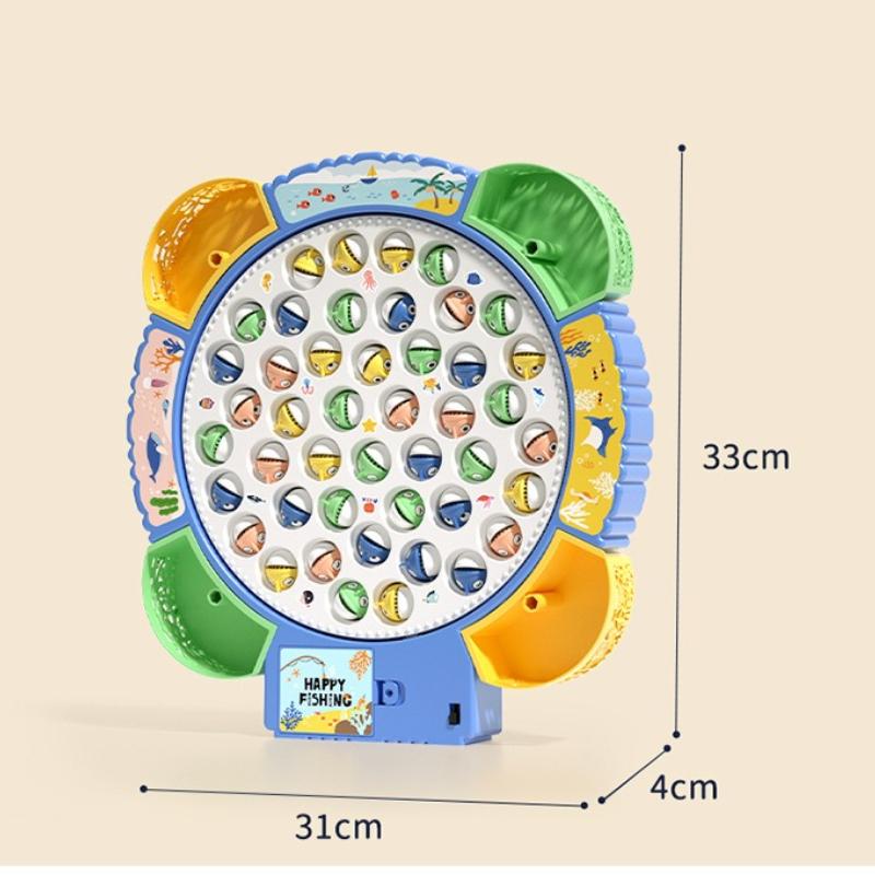 Non-Toxic Magnetic Rotating Fishing Game Plate Fishing Toy With Music To Develop Hand-Eye Coordination For Kids Christmas Birthday Gifts