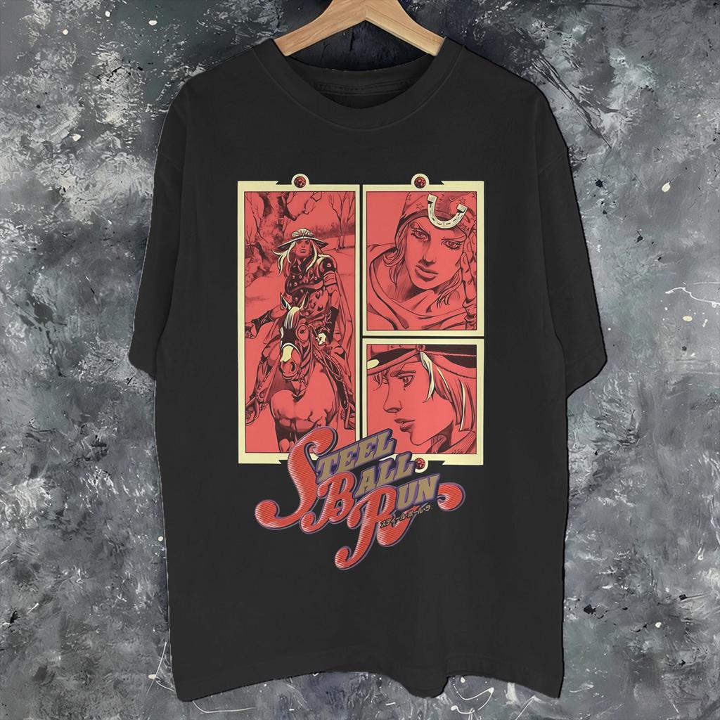 Jojo7 Steel Ball Run Sbr 7 Футболка с графической печатью для унисекс Унисекс Футболка из чистого хлопка Одежда