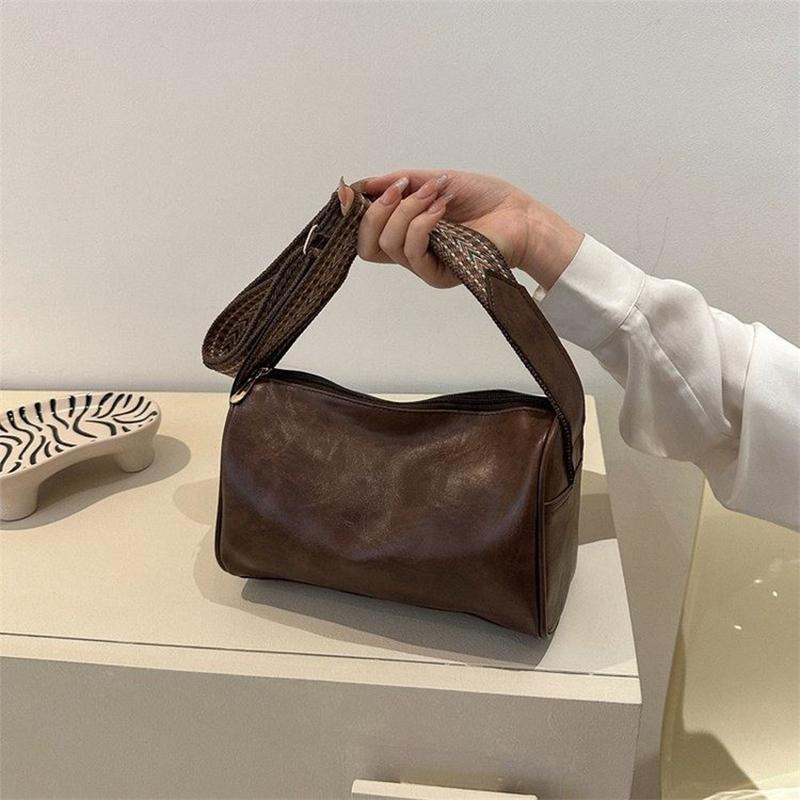 Vintage PU Leather Boston Crossbody Bag Women Small Handbag and Purse Fashion Designer Female Casual Travel Pillow Shoulder Bag