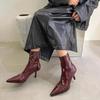 Fashion Boots Women New 2024 Zipper Pointe Shoes Winter Footwear Pointy Autumn Ladies High Heel Ankle Rubber Leather Microfiber Solid  R
