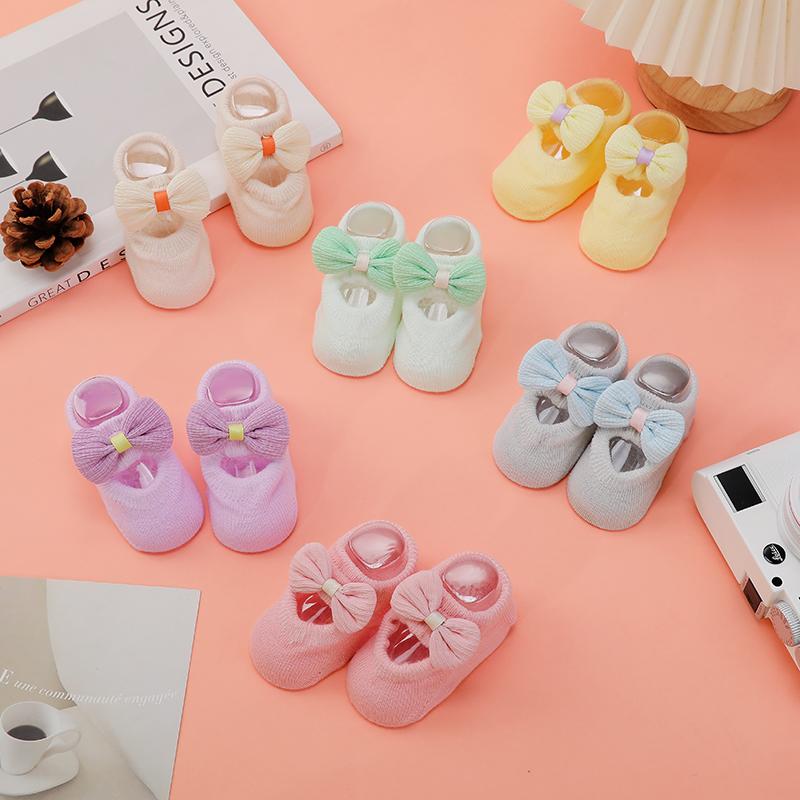 1 Pair of Colorful Bow Baby Socks, Summer Thin Baby Anti Slip Floor Socks, Girls' Princess Socks, Children's Socks