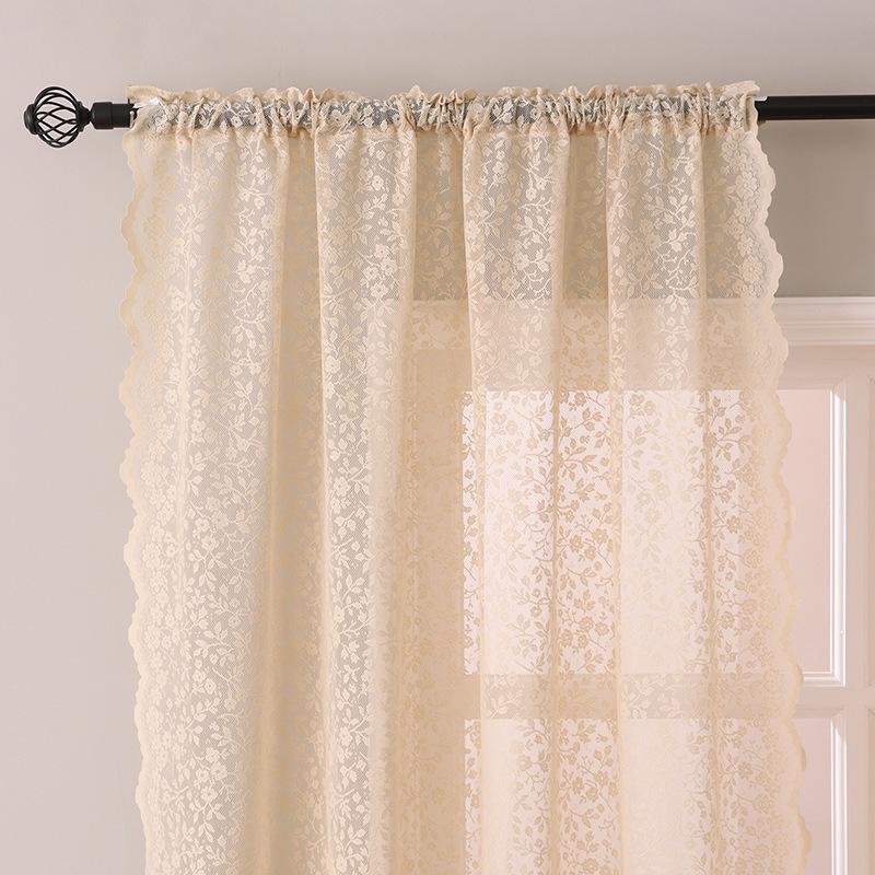 Summer Fresh White Lace Floral Curtains with Hollow Design for Living Room & Balcony