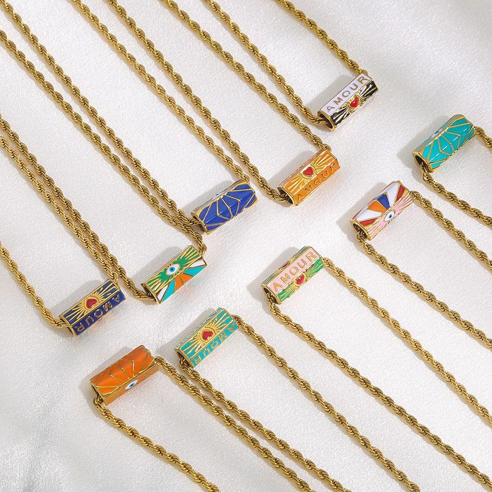 Sweet Charm Turkish Eye Multi Color Necklace Wish Card Hexagonal Neck Chain  Birthday Gift