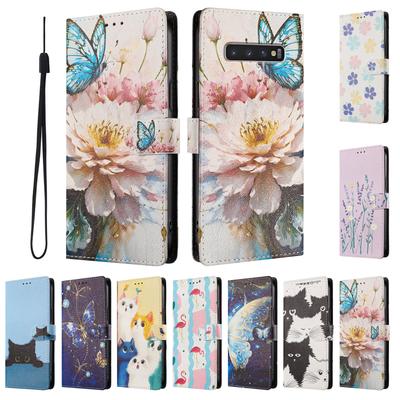 Чехол-книжка с цветочным узором для Samsung Galaxy S10 S9 S8 Plus S7 S6 Edge S10E Кошелек Кожаные чехлы для телефона Подставка Обложка-книга Сумки