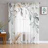 Summer Plants Leaves Watercolor Sheer Curtains For Living Room Kitchen Window Curtains Bedroom Tulle Voile Curtains