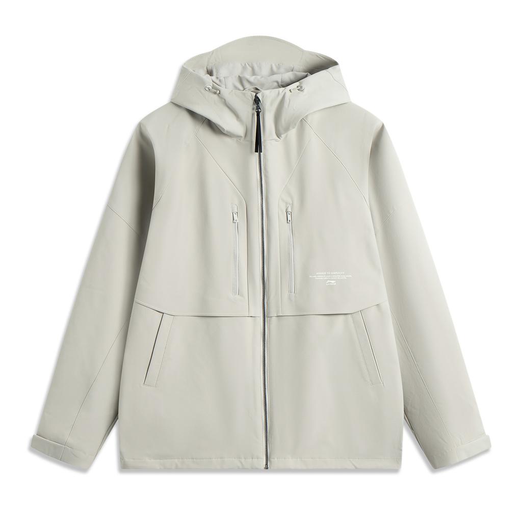 Li Ning Simple Versatile Loose Jacket Men Jackets Oatmeal-Gray AWBV009-5