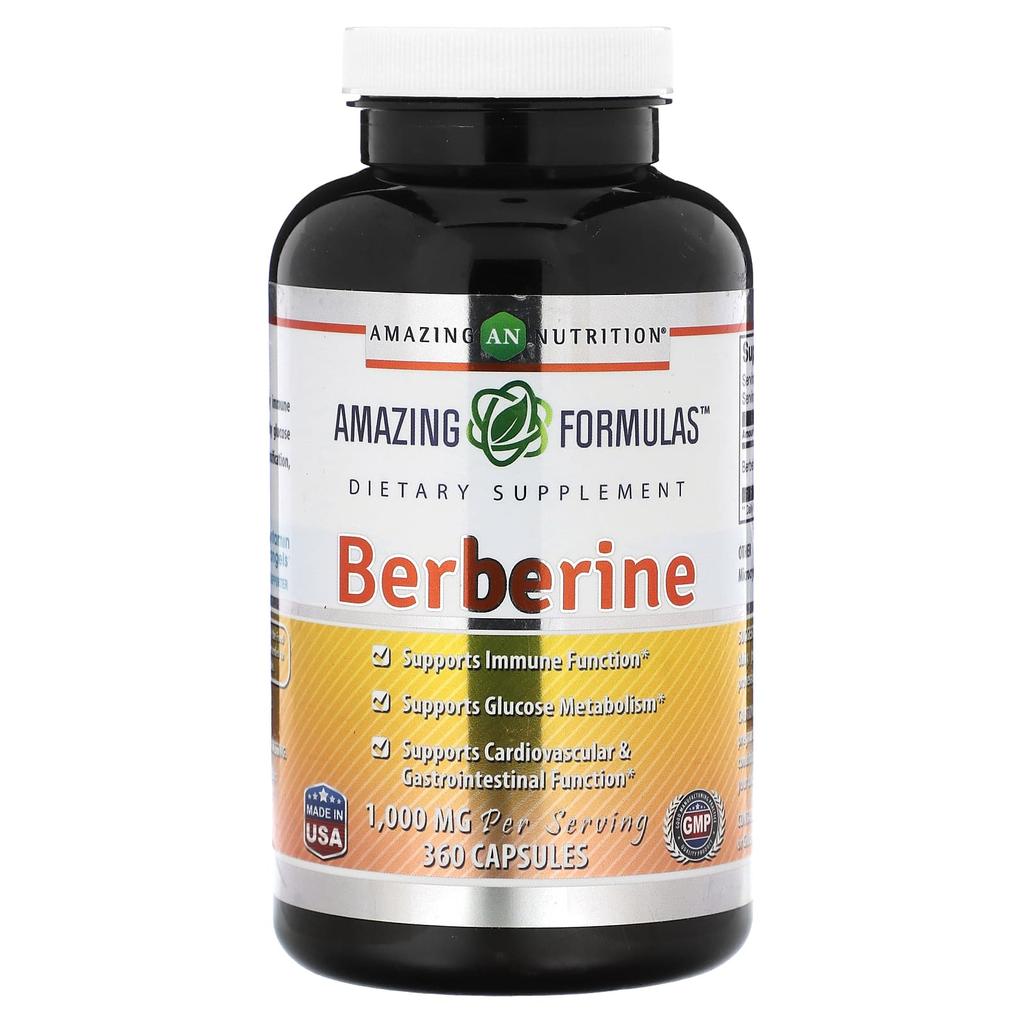 Amazing Nutrition Berberine, 1,000 Mg, 360 Capsules (500 Mg Per Capsule)
