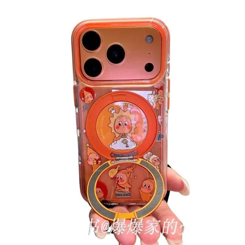 Применимо к Apple iphone17promax милый вращающийся держатель 16pro креативный 15 прозрачный 14ins чехол для мобильного телефона