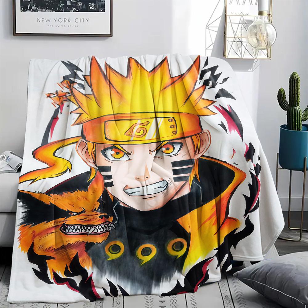 1PC Naruto Nine Tails Fusion Patterned Flannel Blanket Suitable For All Seasons For Home Decor Warmth And Comfort Gifts Holiday Present