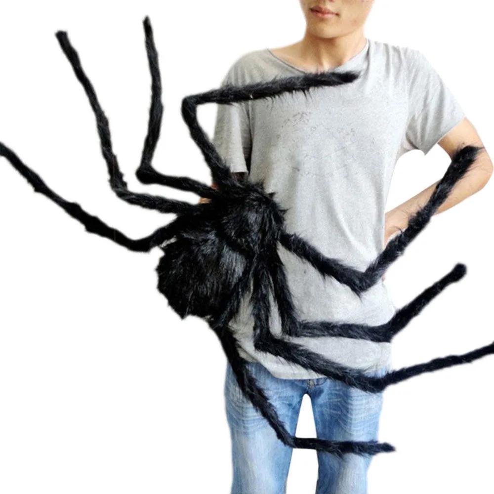 2025 Halloween Giant Black Plush Spider Decoration Oversized Spider Decoration Props Party Chamber Prank Simulation Plush Spider