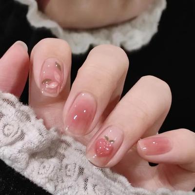24 шт. Новые летние продукты Long Island Iced Tea Wearing Nail Camellia Трехмерная наклейка для ногтей с эффектом изменения света Love Girl Blush Wearing Nail