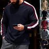 Men S Striped Color Block Long Sleeve Crew Neck Sweatshirt