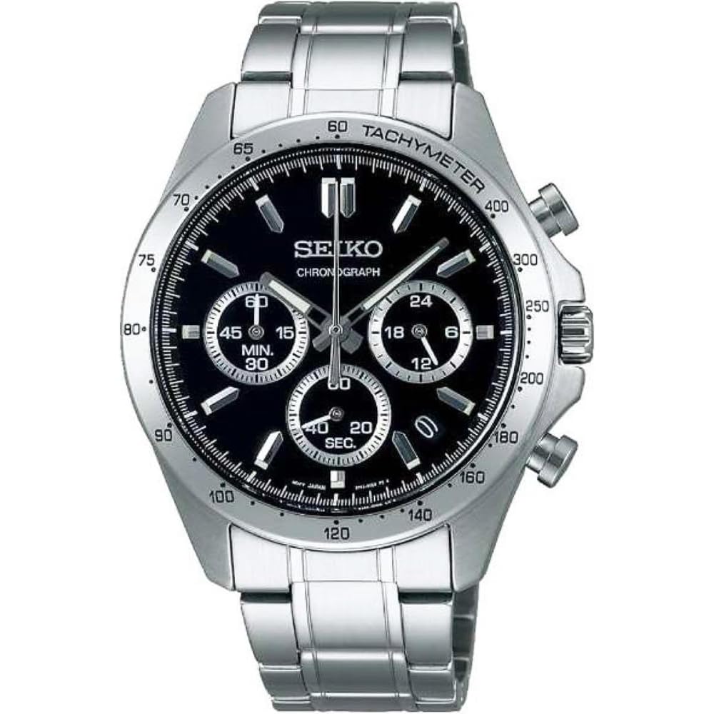 Seiko Мужские кварцевые часы с хронографом SBTR013 Черные, с секундомером 1/5 секунды, водостойкие