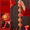 Traditional Blessing Lantern Suede Gourd Shaped with Auspicious Carp & Fu Pattern, Chinese Lantern, Decorative Hanging Ornament for Home Lunar