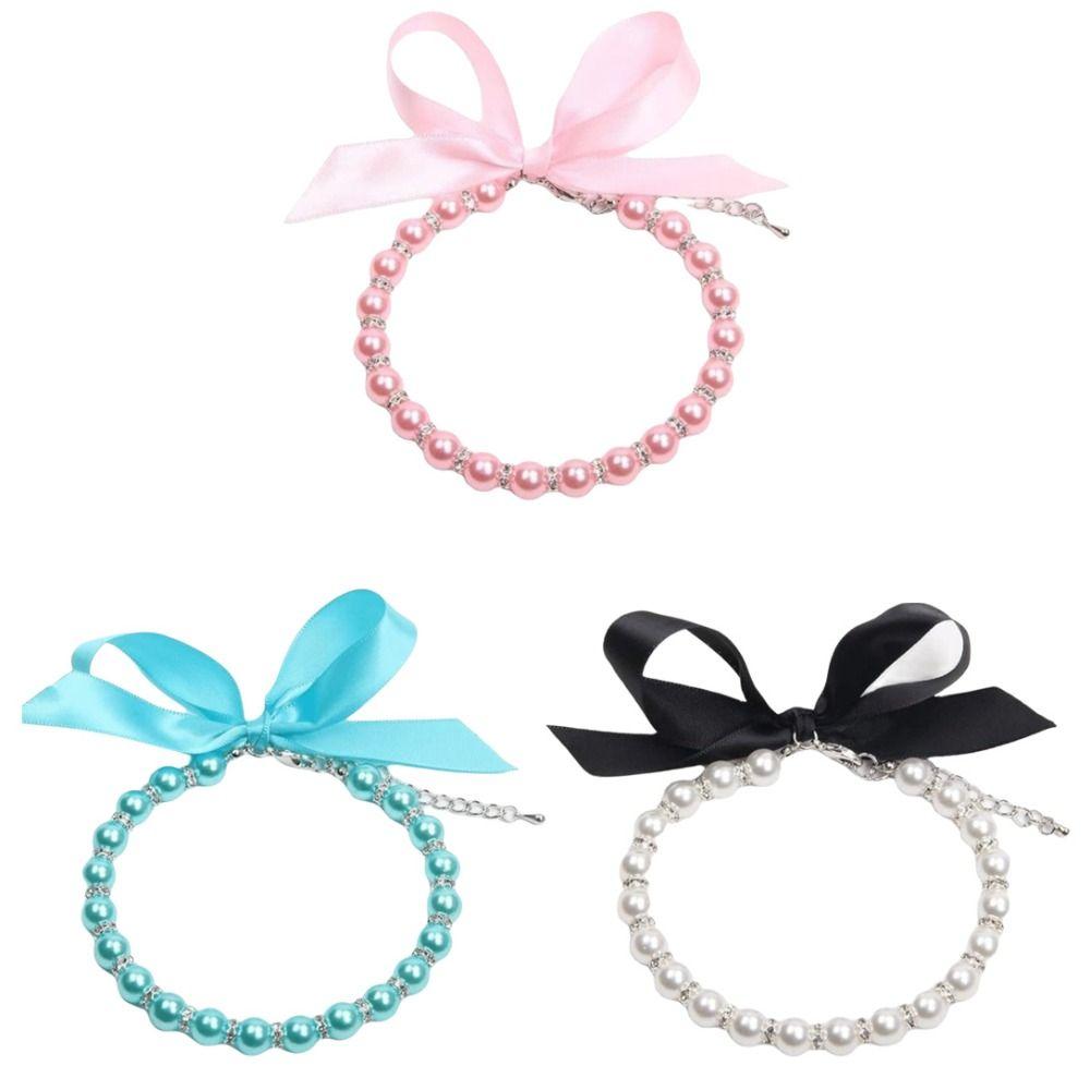 Simulated Pearl Cat Bead Collar Bling Pet Simulated Pearl Collar Pet Pearl Necklace Pet Show
