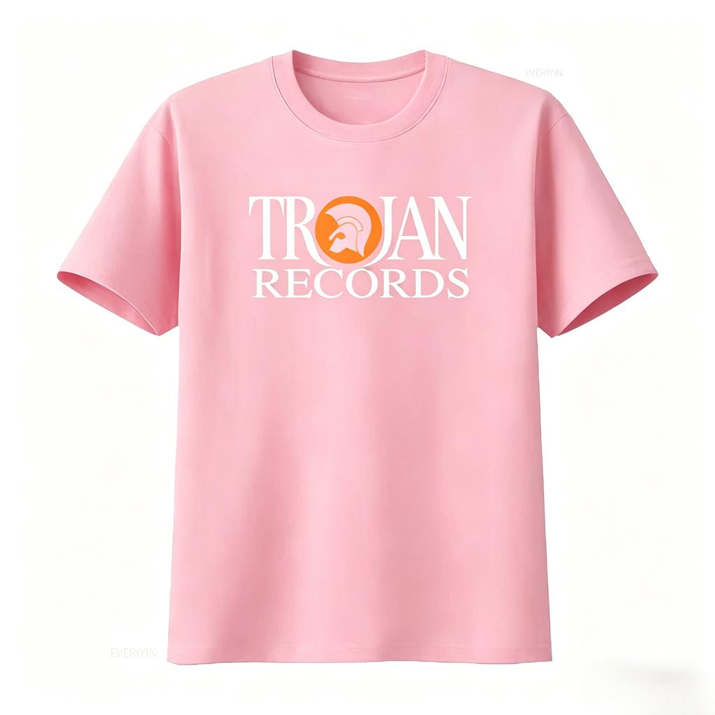 Trojan Records British Label Logo Men's T Shirt Black White Print Music Inspired Fashion Statement Men Women 2026 Summer T Shirt