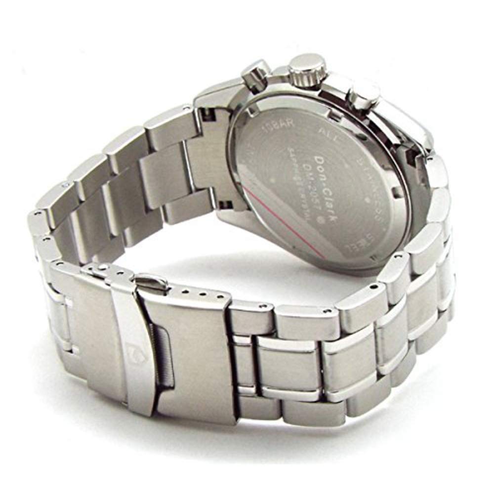 Часы Dan Clark с тахиметрическим хронографом Оснащен японским механизмом Сапфировое стекло Натуральный белый циферблат Полностью из нержавеющей стали, что делает его мягким