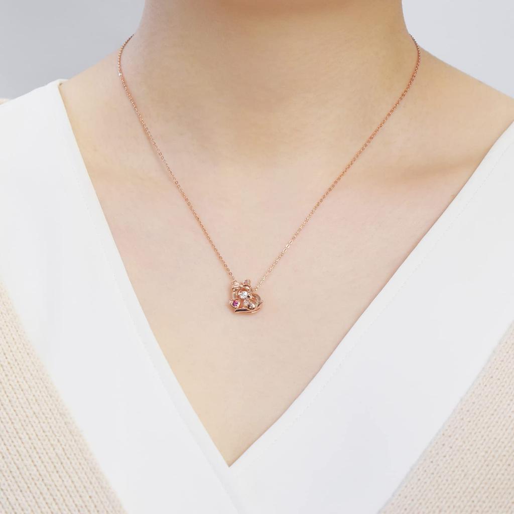 Kuromi Dancing Stone Necklace Heart Sanrio Pendant Pink [White Clover] SAKU-N052PG Women's