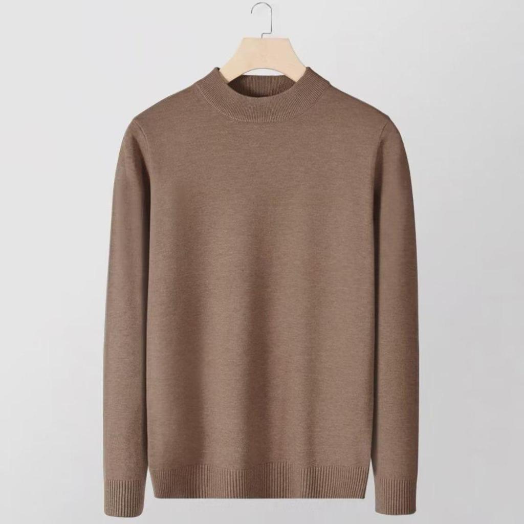 2024 Autumn/Winter Men's Youth Half Turtleneck Knitted Sweater - Casual Mid-Neck Top