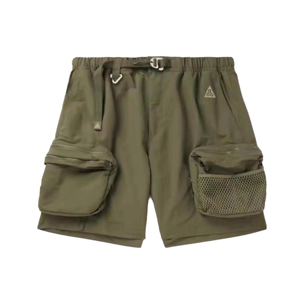 Nike Solid Color Logo Outdoor Hiking Cargo Shorts Men Bottoms Khaki-Green DN3946-222