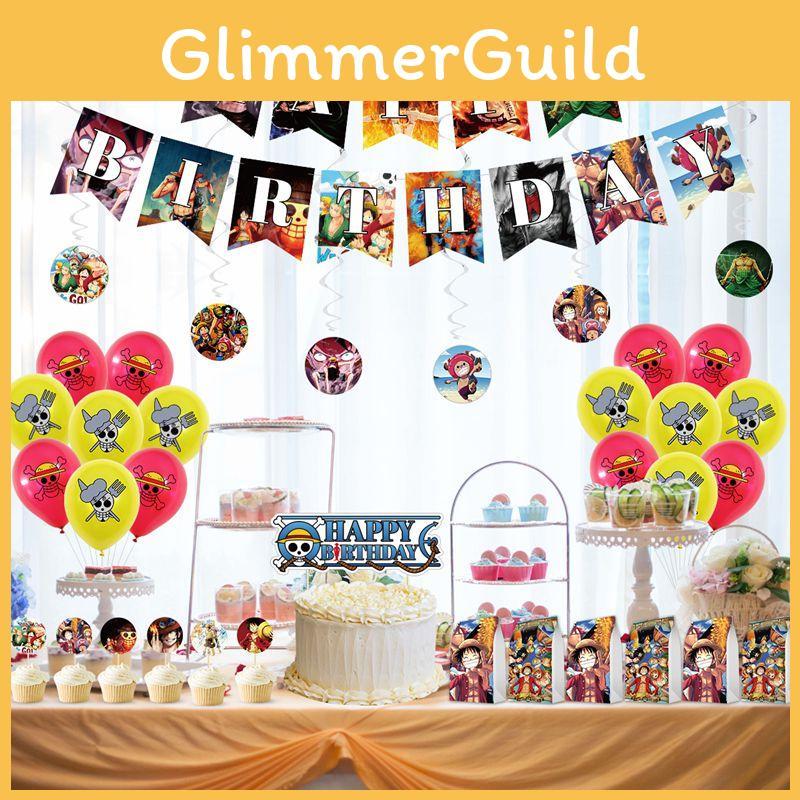 Piece Anime One Themed Birthday Party Decor Supplies Suit Banner Topper Balloon