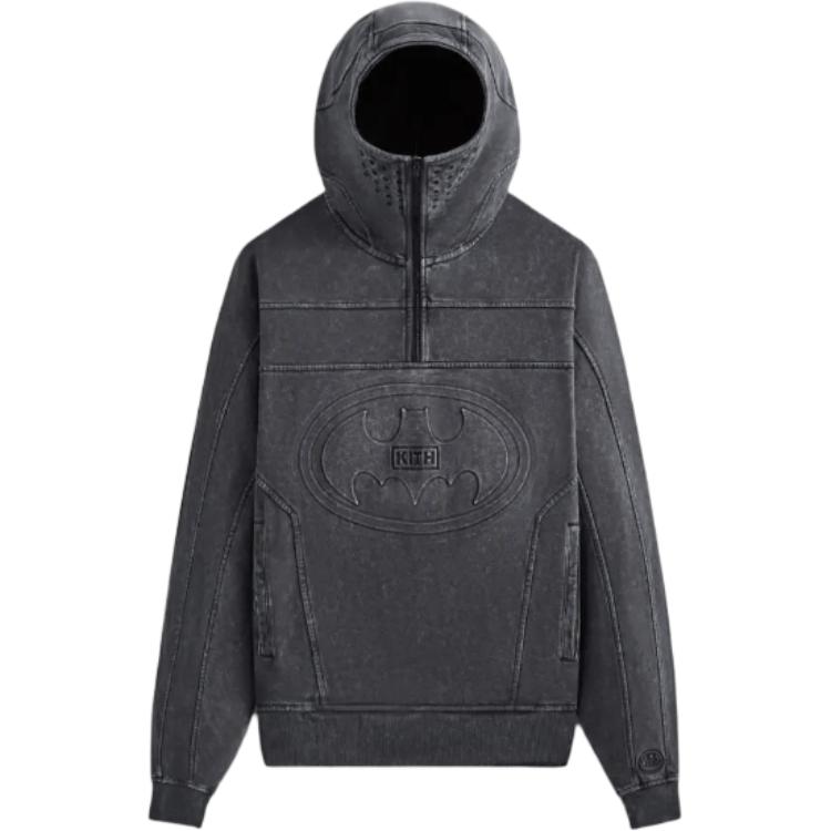 Kith X Бэтмен Толстовка на молнии до середины груди Мото Черная Мужские Топы KHM032720-001