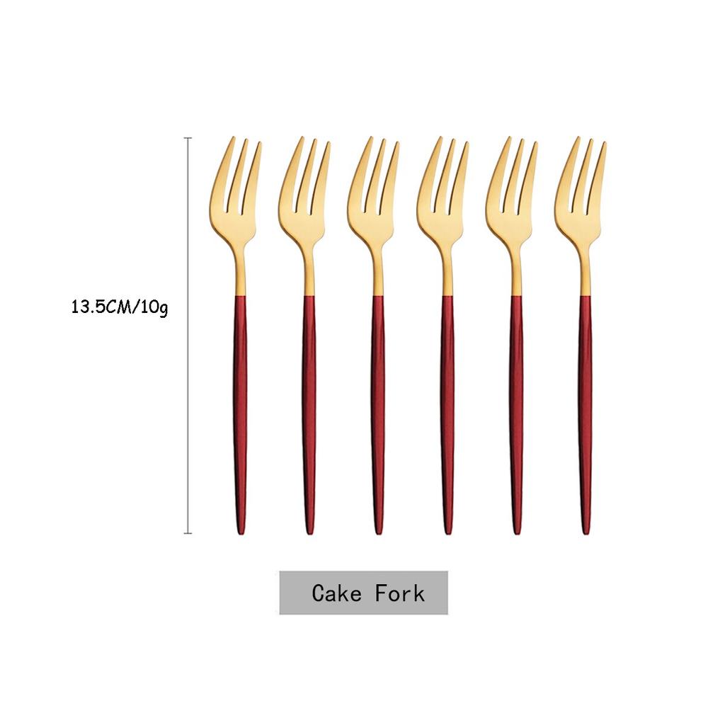 6Pcs/Set Tea Cake Snack Fork Dinnerware Cutlery Colorful Fork Set Mirror Stainless Steel Tableware Dessert Fruit Fork Silverware
