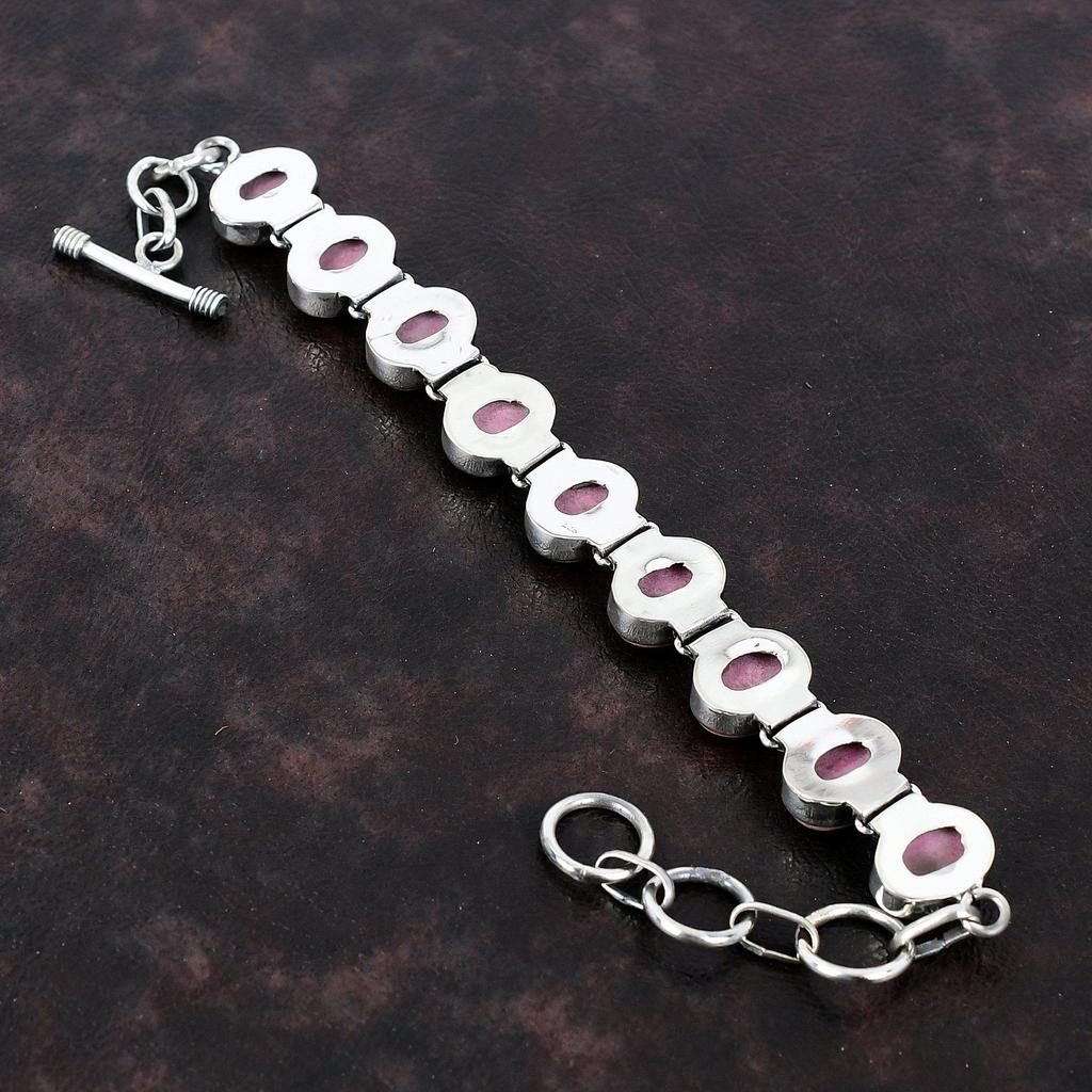 Браслет из тулита, ювелирные изделия ручной работы из камня, браслет из настоящего драгоценного камня, браслет из стерлингового серебра 925 пробы, регулируемый браслет-цепочка, подарок для женщин