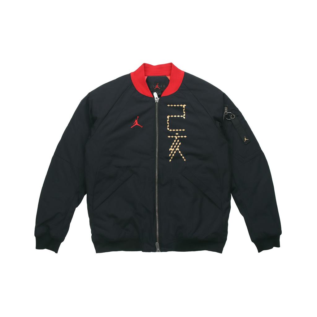 Air Jordan CNY Year Of The Pig Flight Logo Stand Collar Loose Long Sleeve Jacket Men Jacket Black CD9046-010