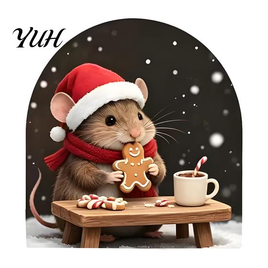 Removable Christmas Glass Decorations Mouse Wall Sticker, PVC Waterproof Hole Decal, Peel Easy And Stick Graphics Art Decor for Home Holiday
