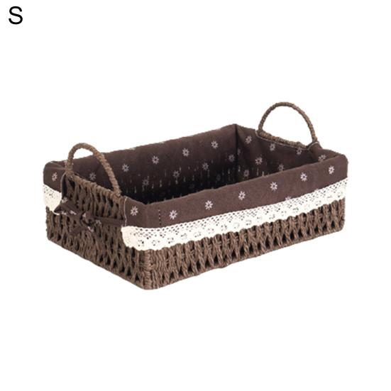 Удобная для переноски тканевая ручная работа, экологически чистая прямоугольная плетеная корзина для фруктов, корзина для хранения