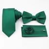 Мужской комплект галстуков из 5 предметов, шалфейный зеленый, галстук-бабочка из полиэстера, брошь-запонка, для костюма жениха, свадебной вечеринки,