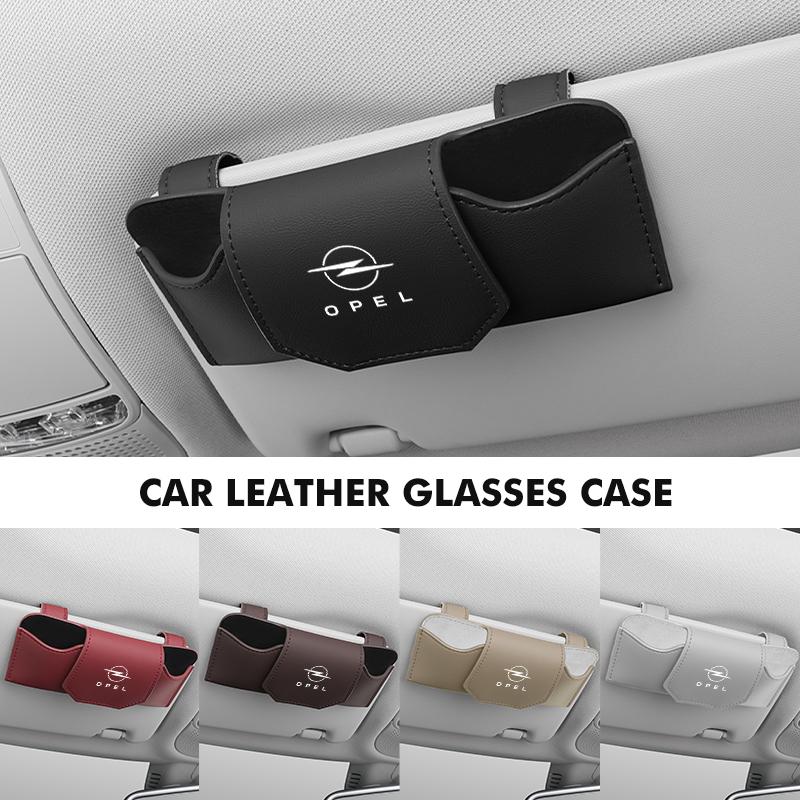 For Opel Leather Car Glasses Organizer Visor Clip On Anti Scratch Protector Zafira Meriva Mokka Vivaro Vectra Antara Ampera MH8