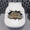 3D Наклейка Кошка Самоклеящаяся Декор для Туалета Ванной Комнаты Забавное Животное Настенное Искусство для Декора Прачечной