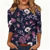 Spring and Autumn Round Neck Flower Pattern 3D Printed Top Fashionable Casual Long Sleeved Women's T-shirts
