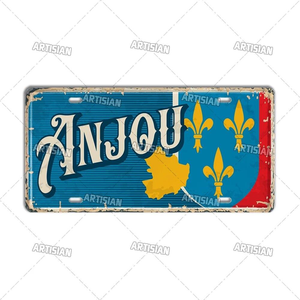 Artisian France Province Ctiy Metal Sign Landmark License Plate Travel Car Plate Decorative Tin Plaque Wall Decor Garage Bar Pub