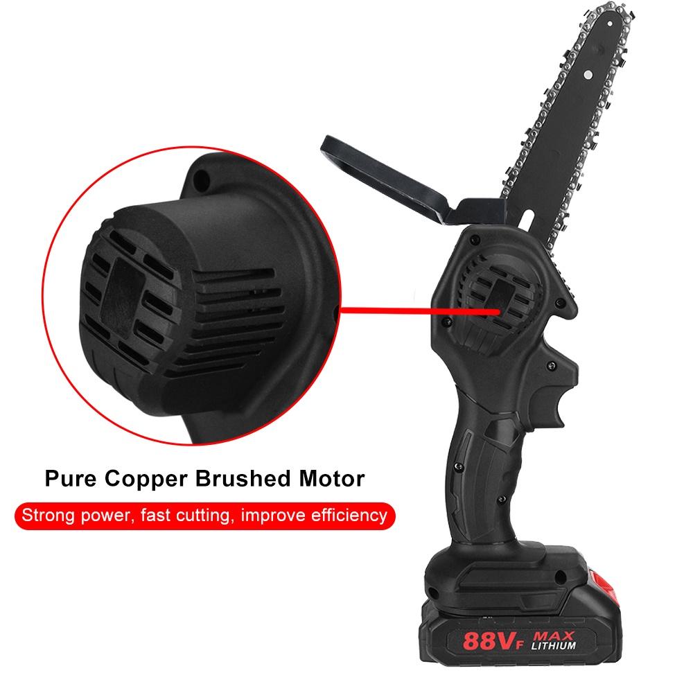 6-дюймовая 88 В 3000 Вт мини-электропила аккумуляторная с 2 аккумуляторами деревообработка обрезка цепная пила одноручная садовая валка леса электроинструмент