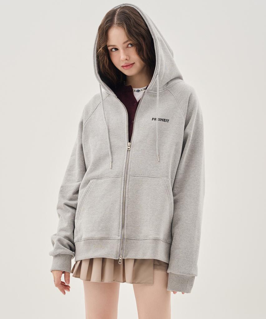 Худи на молнии Thefrht Oversized с двусторонним принтом (серый)