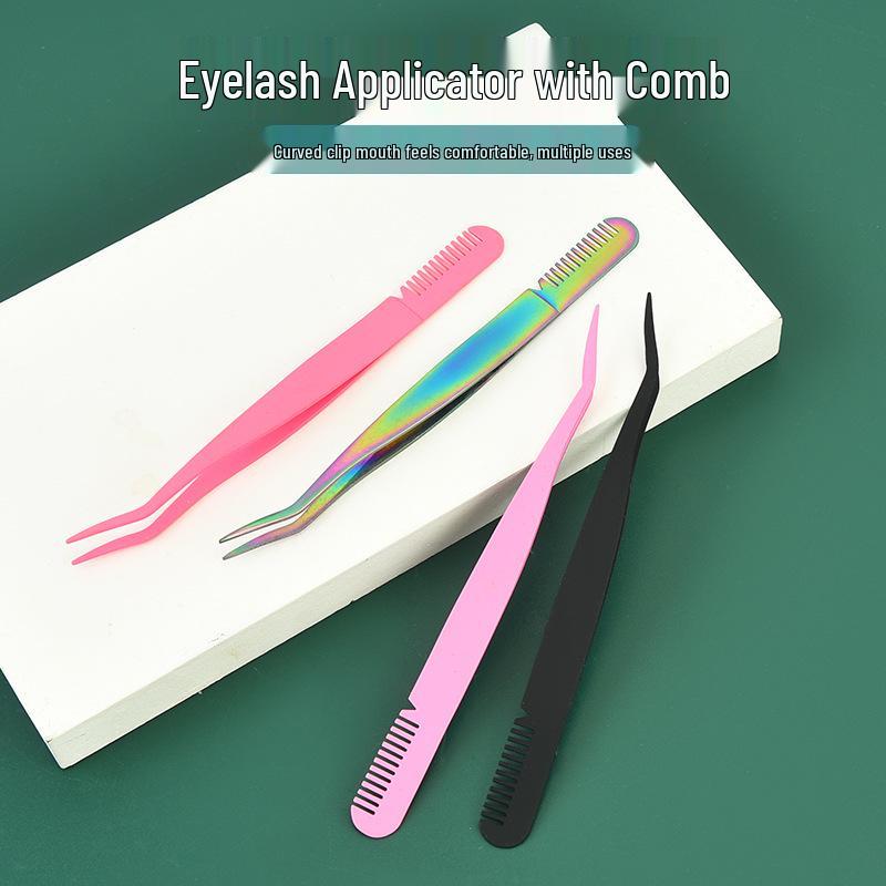 Щипцы для завивки ресниц из нержавеющей стали с пинцетом с тонким кончиком и расческой для бровей